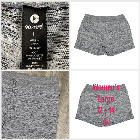 Women's 90 Degrees Large 12 - 14 Shorts Gray Elastic Waist Athletic Active NWOT - Picture 1 of 7